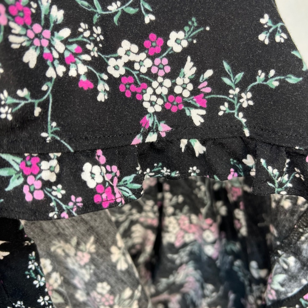 Eileen West Black Floral Nightgown Daydress 2X Short Sleeve Lace Trim Cotton - Picture 6 of 9